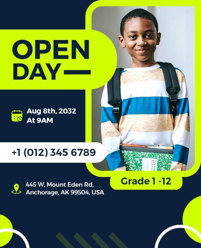 School Open Day Invitation Flyer Template