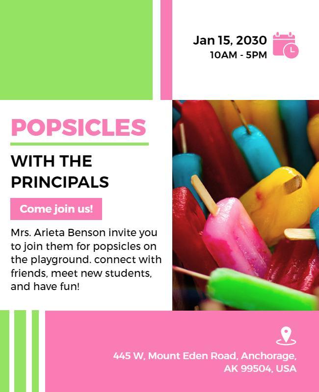 School Popsicle Social Event Flyer Template