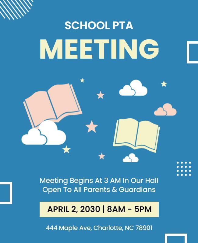 School Pta Meeting Announcement Flyer Template