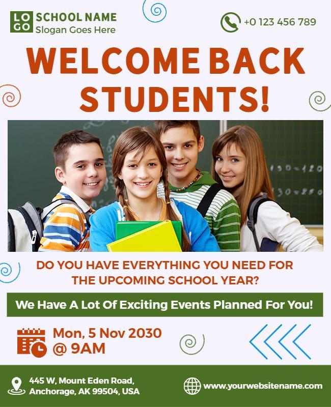 School Welcome Back Event Flyer Template