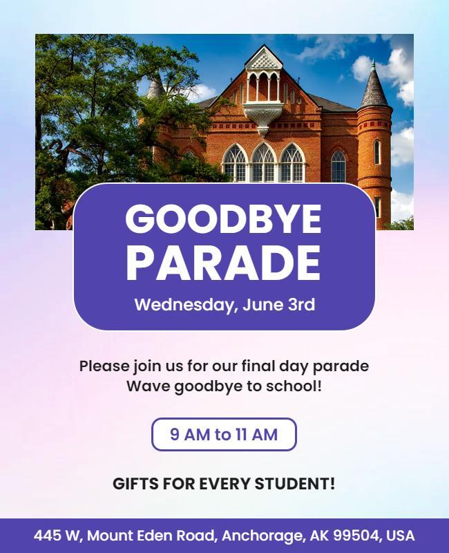 School Year Goodbye Parade Event Flyer Template