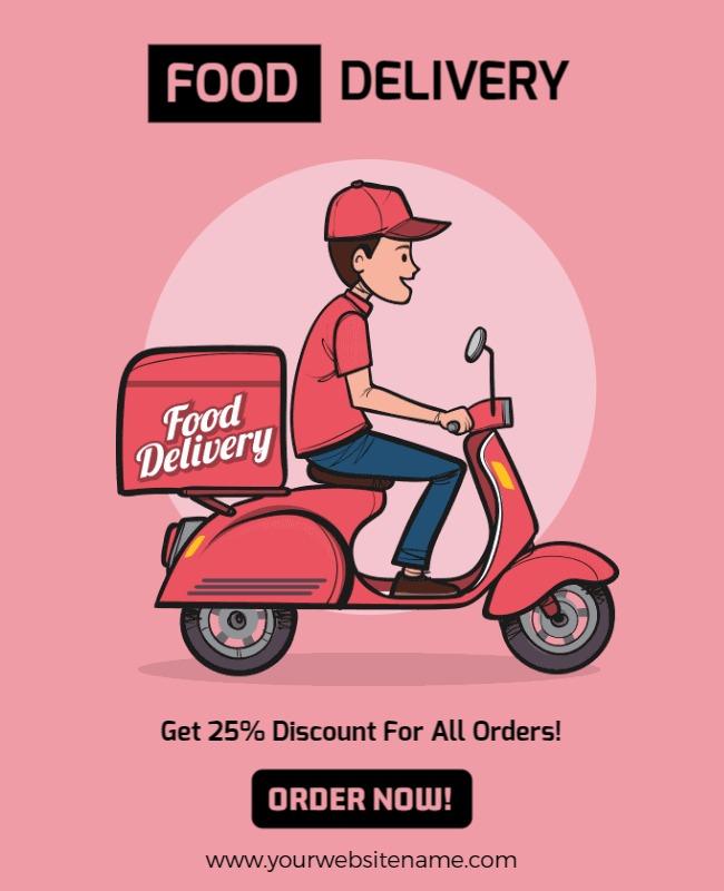 Scooter Food Delivery Promotion Flyer Template