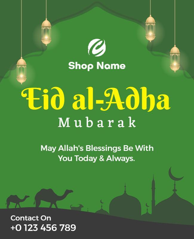 Sea Green Eid Al Adha Poster Template