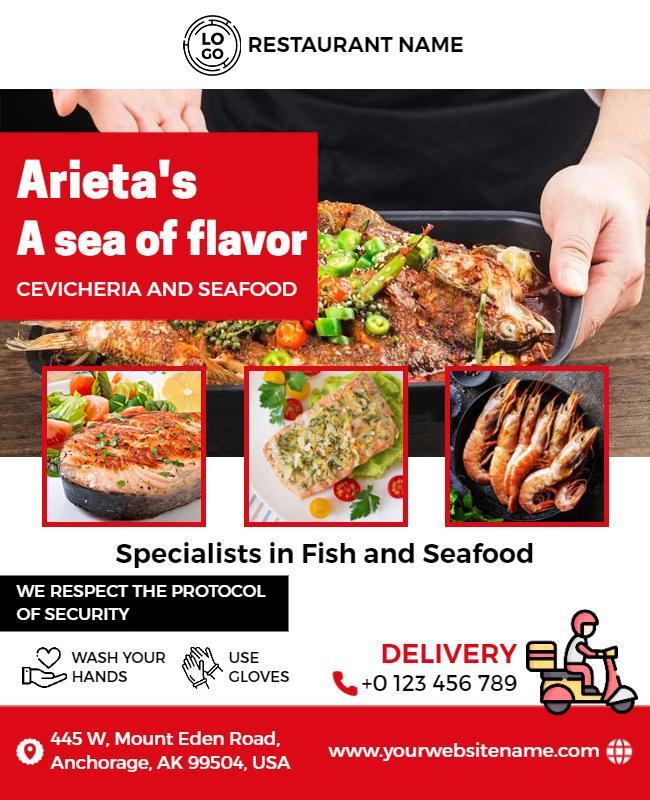 Seafood Restaurant Promotion Flyer Template