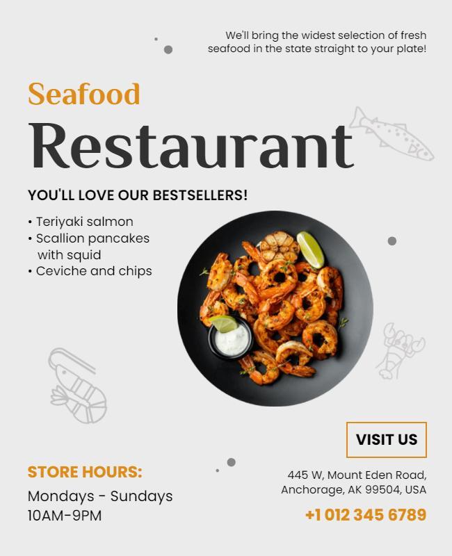 Seafood Restaurant Specialties Promotion Flyer Template