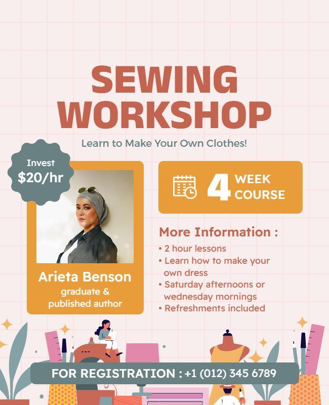 Sewing Workshop Four Week Course Flyer Template