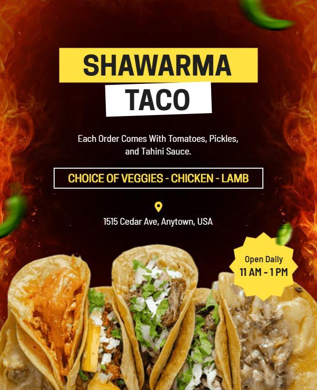 Shawarma Taco Restaurant Promotion Flyer Template