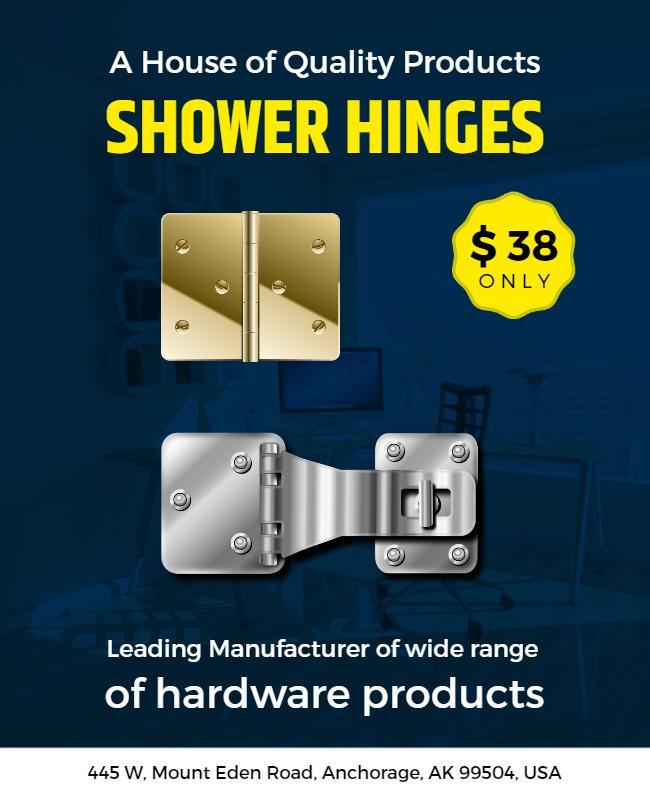 Shower Hinges Hardware Product Flyer Template