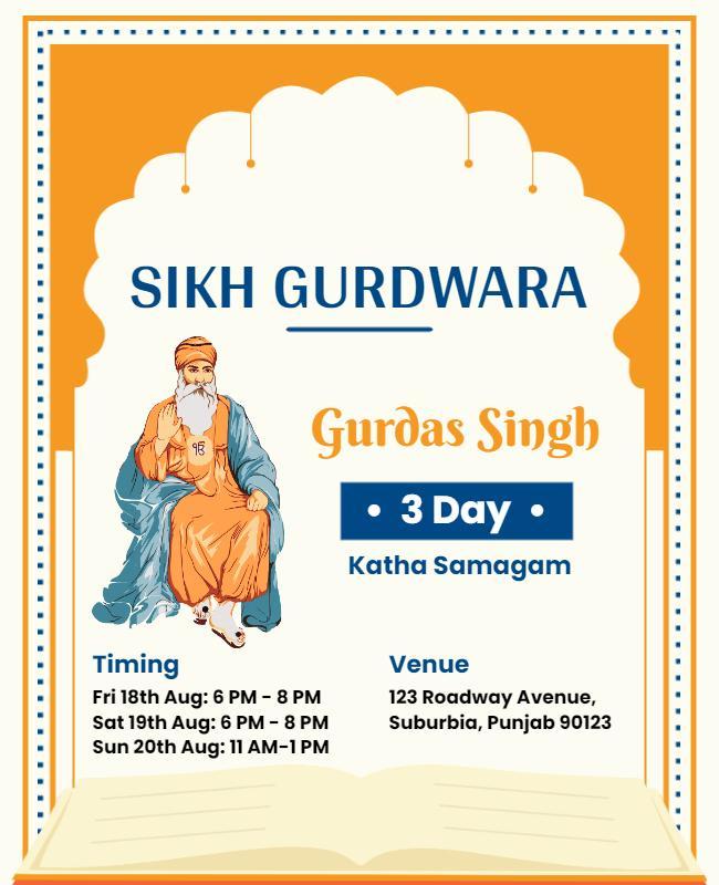 Sikh Gurdwara Katha Samagam Flyer Template