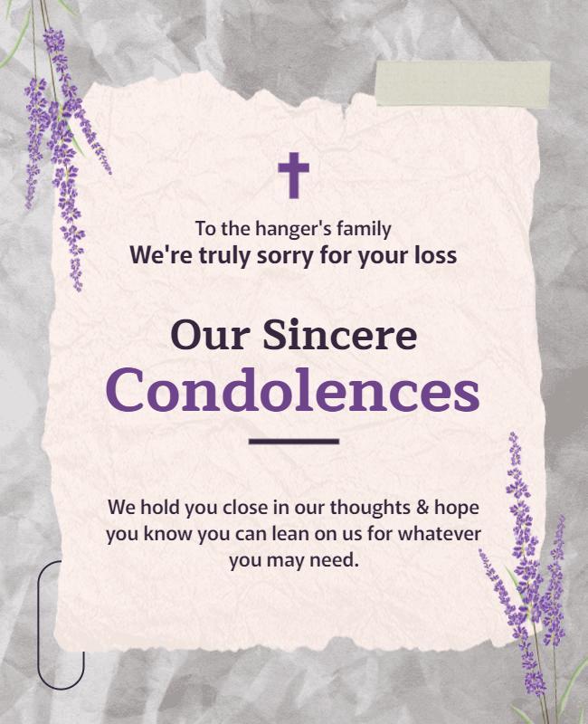 Sincere Condolences Message Flyer Template