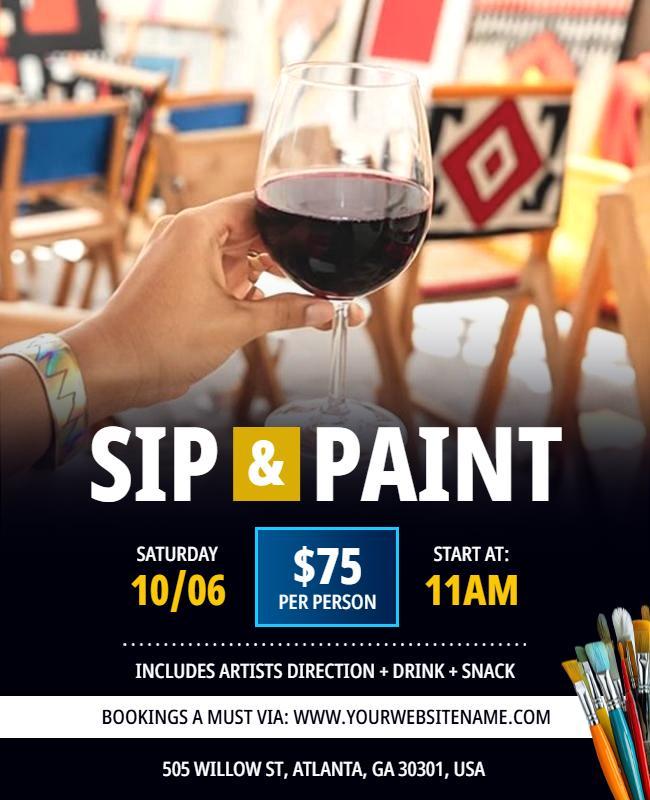 Sip and Paint Event Promotional Flyer Template