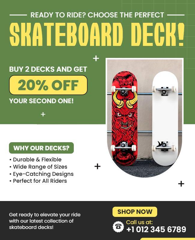 Skateboard Deck Promotional Flyer Template