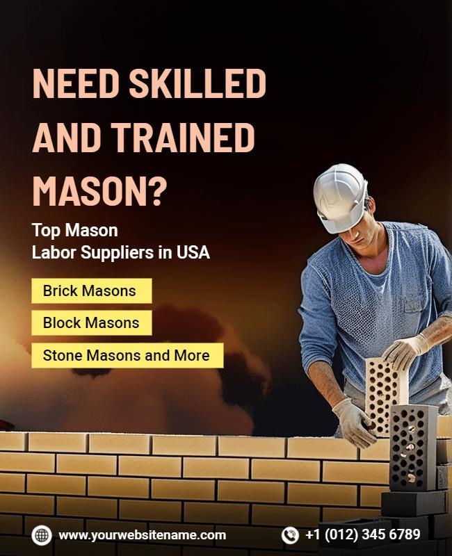 Skilled Mason Recruitment Services Flyer Template