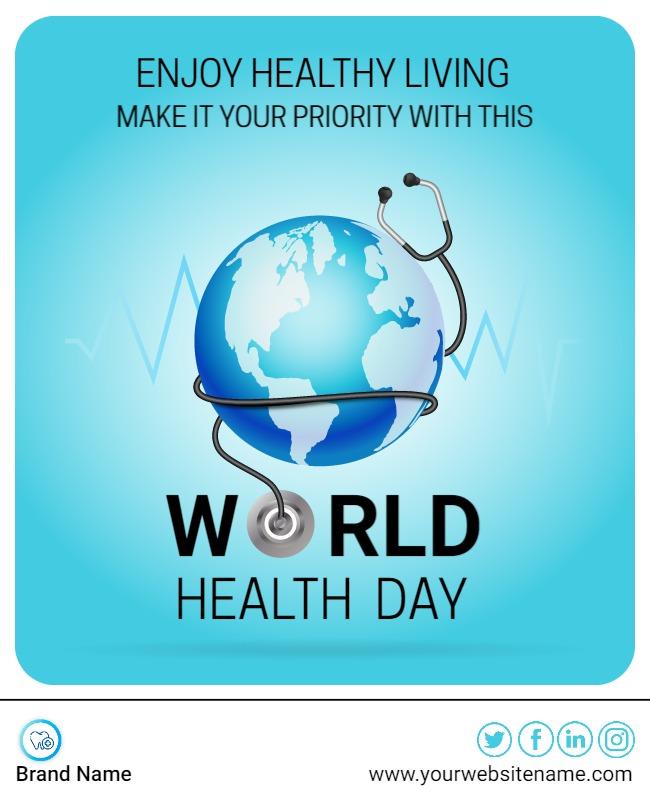 Sky Blue World Health Day Poster Template