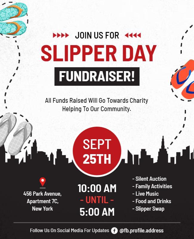 Slipper Day Charity Fundraiser Event Flyer Template