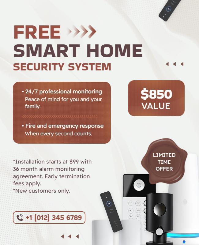 Smart Home Security System Promotion Flyer Template