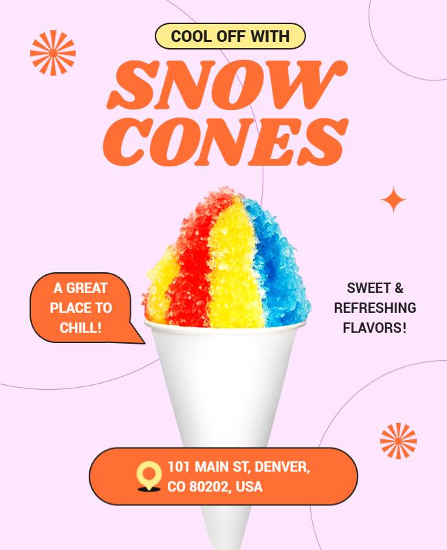 Snow Cones Summer Refreshment Flyer Template