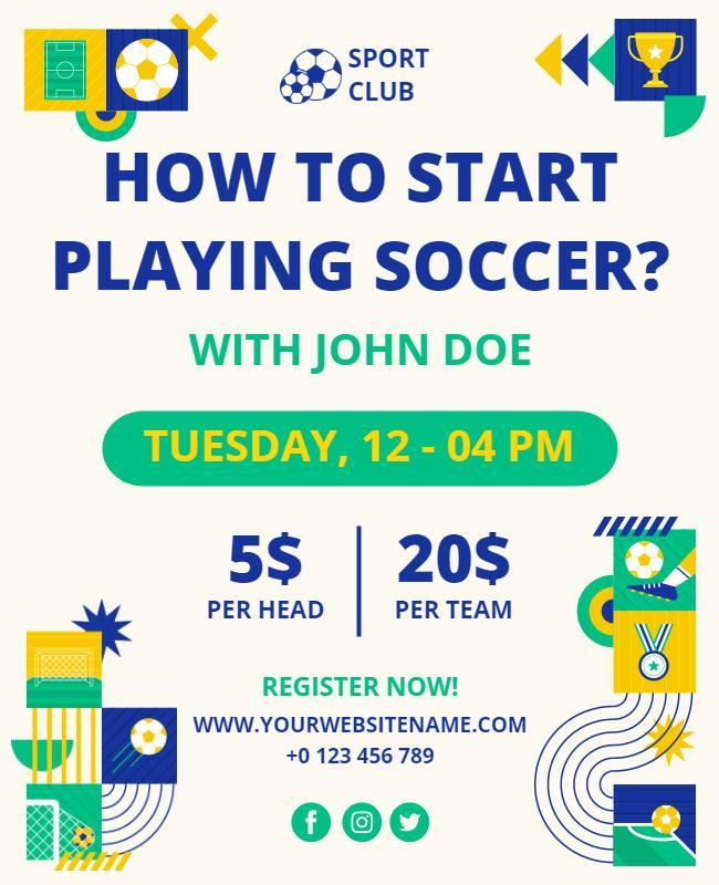 Soccer Skills Workshop Registration Flyer Template