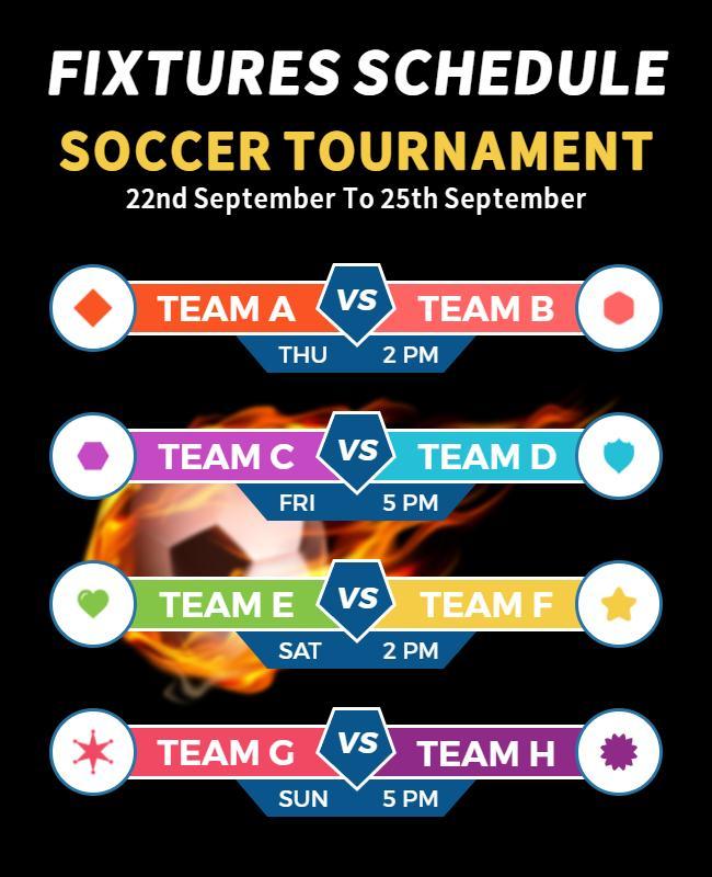 Soccer Tournament Match Fixtures Schedule Flyer Template