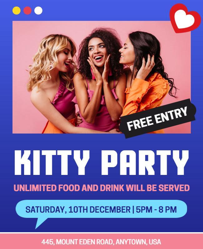 Social Gathering Kitty Party Flyer Template