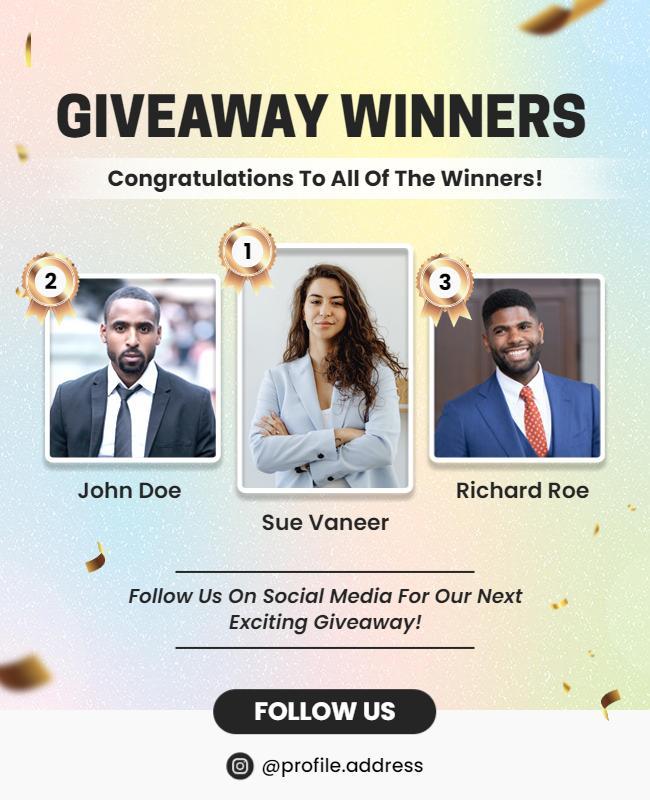 Social Media Giveaway Winners Announcement Flyer Template