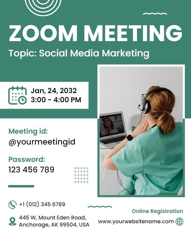 Social Media Marketing Zoom Meeting Flyer Template