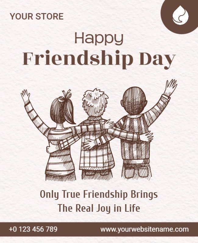 Soft Peach and Ebb International Friendship Day Poster Template