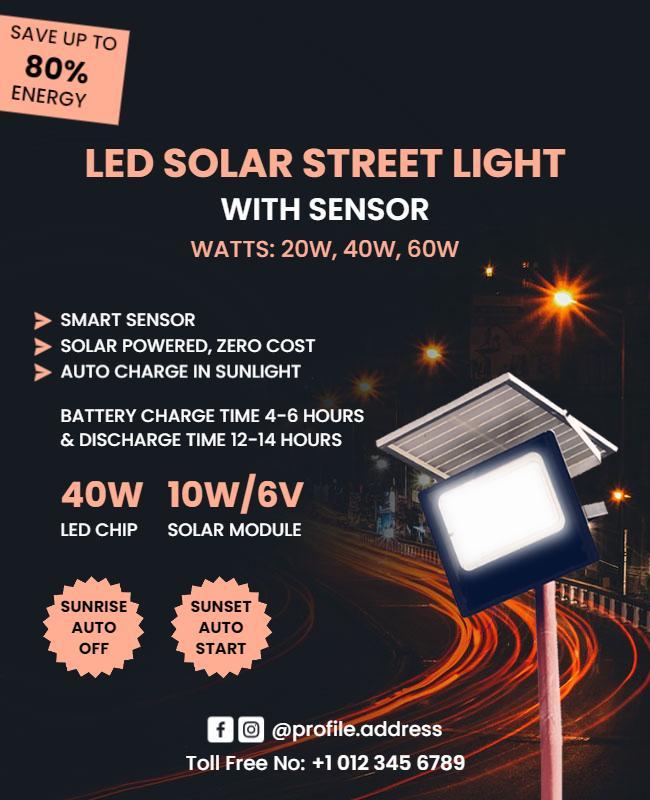 Solar Powered Led Street Light Flyer Template