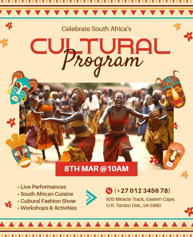 South African Cultural Program Celebration Flyer Template