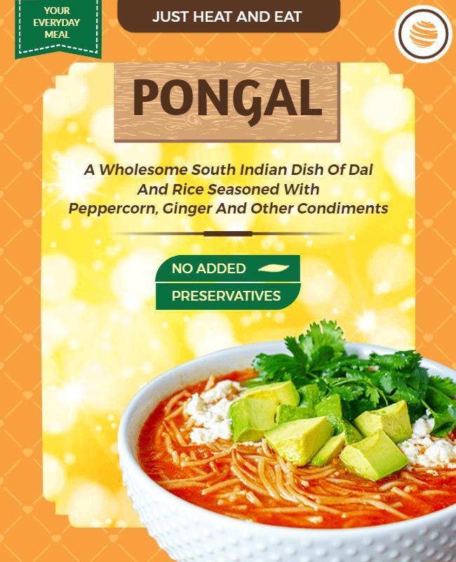 South Indian Pongal Dish Promotional Flyer Template