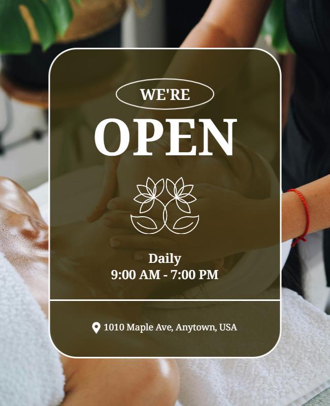 Spa and Wellness Center Open Hours Flyer Template