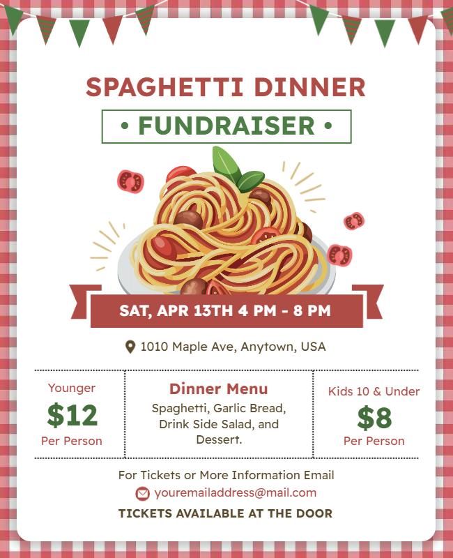 Spaghetti Dinner Fundraiser Event Flyer Template