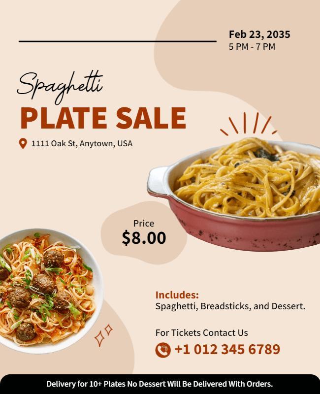 Spaghetti Dinner Plate Sale Flyer Template