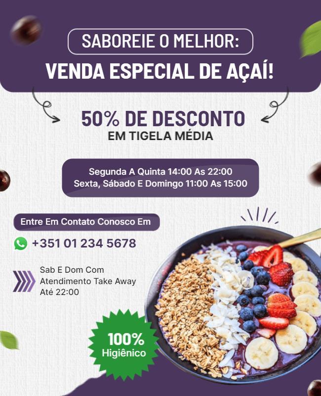 Special Acai Bowl Sale Discount Flyer Template