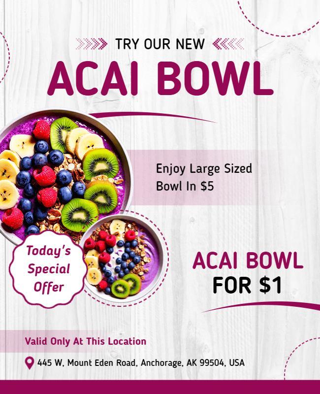 Special Offer Acai Bowl Promotional Flyer Template