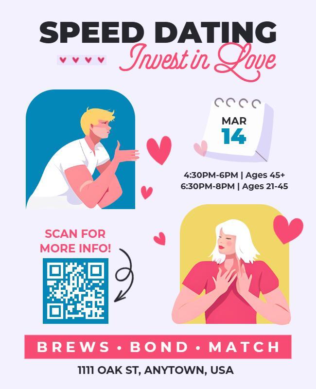 Speed Dating Event Flyer with Love Theme Template