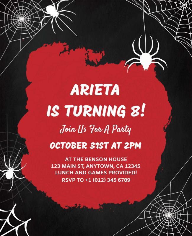 Spider Themed Birthday Party Flyer Template