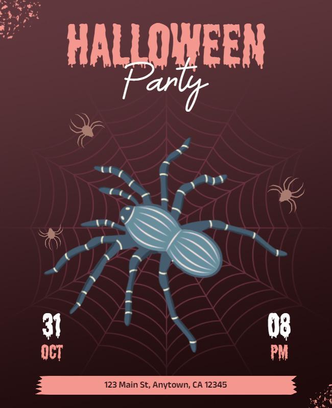 Spooky Halloween Party with Spider Theme Flyer Template