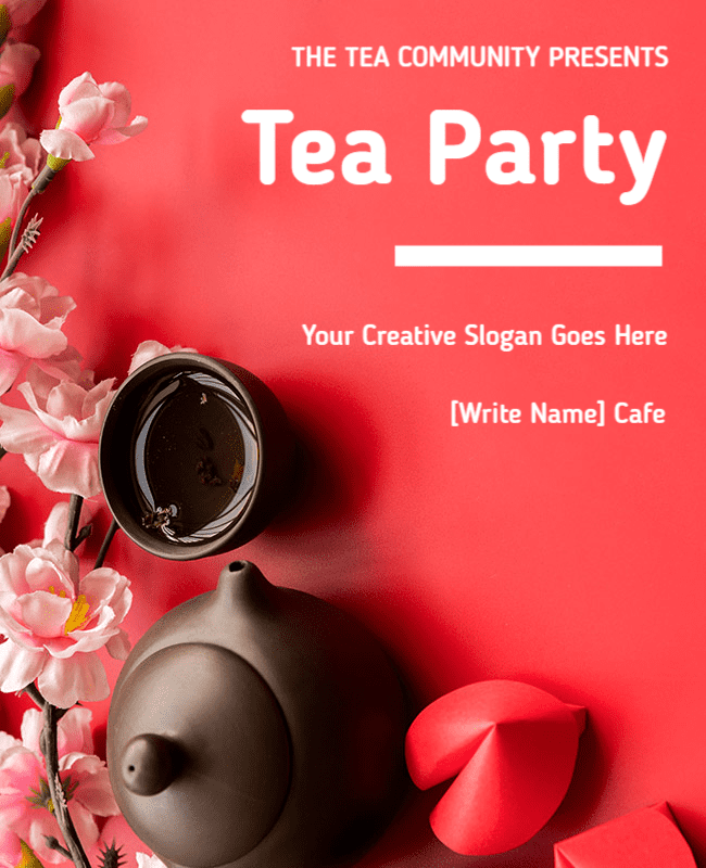 Spring Blossom Tea Party Gathering Flyer Template