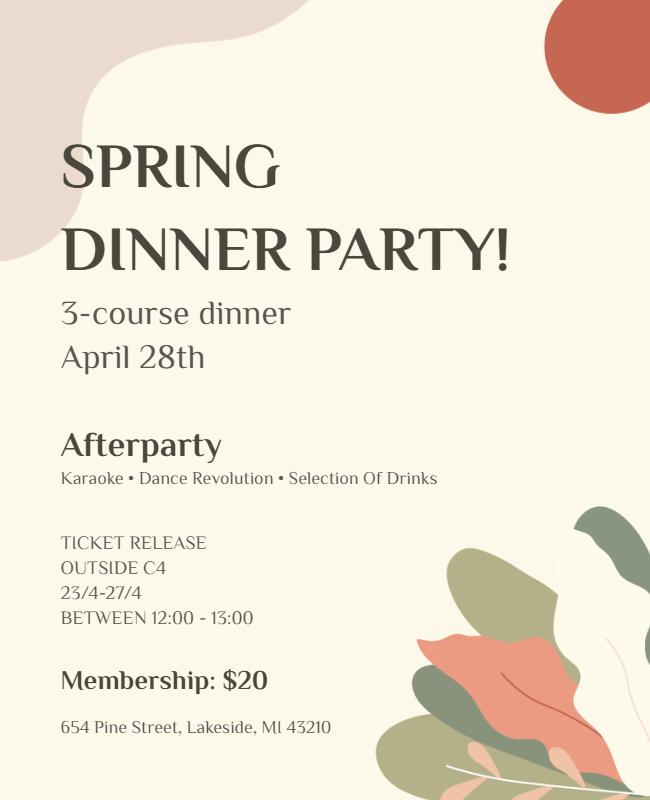 Spring Dinner Party Event Flyer Template