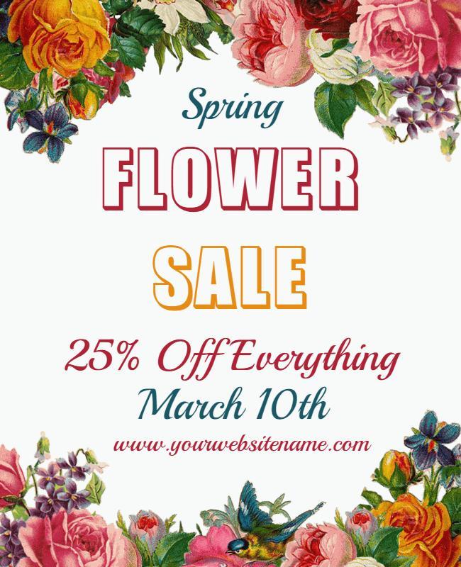 Spring Floral Discount Event Flyer Template