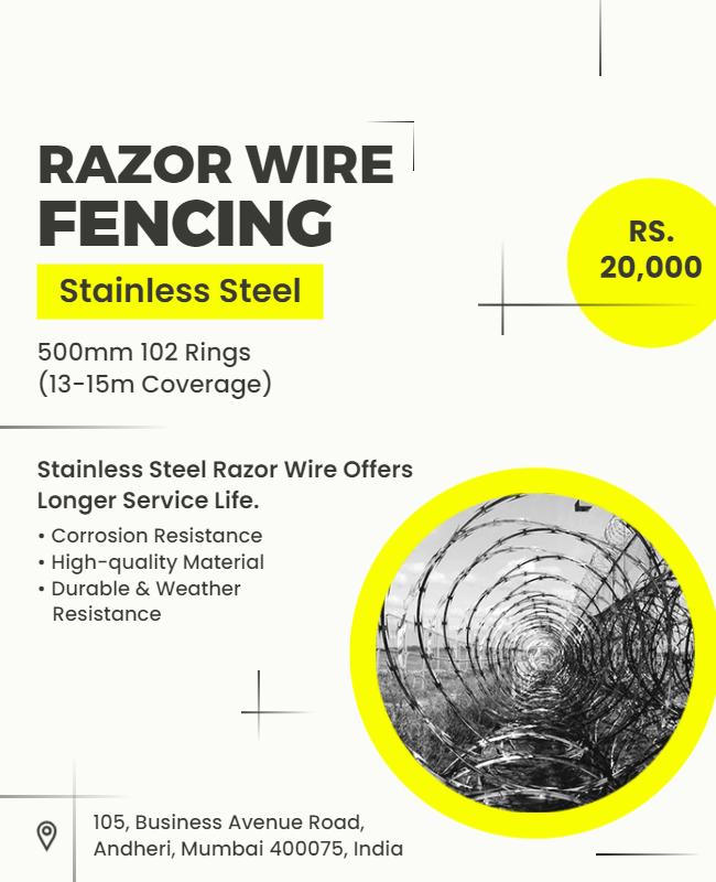 Stainless Steel Razor Wire Fencing Flyer Template