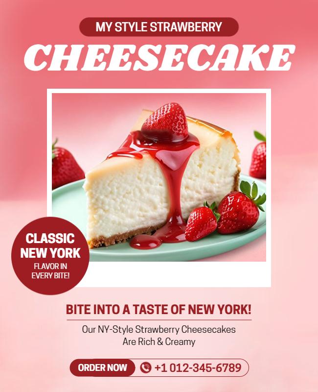 Strawberry Cheesecake Promotion Flyer Template