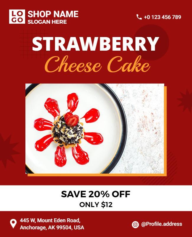 Strawberry Cheesecake Promotional Deal Flyer Template