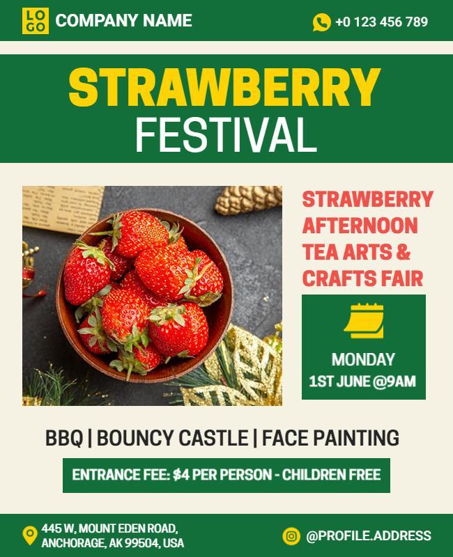 Strawberry Festival with Crafts and Bbq Flyer Template