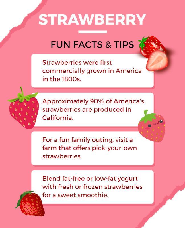 Strawberry Fun Facts and Tips Flyer Template