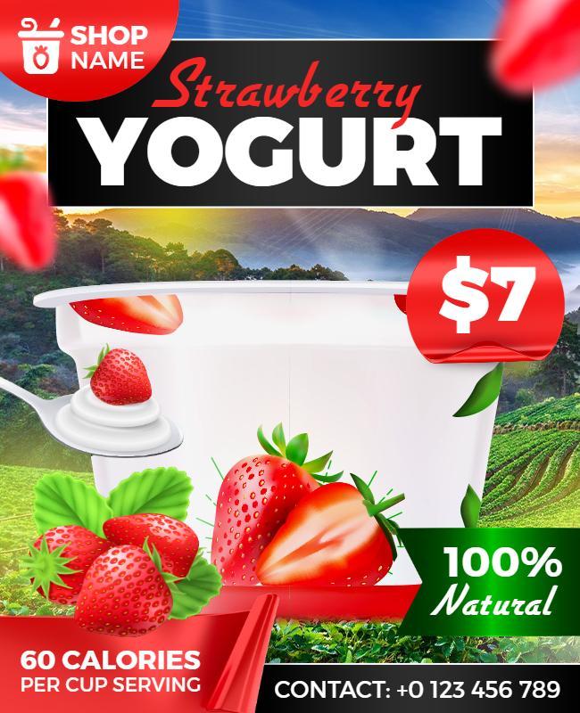 Strawberry Yogurt Promotional Flyer Template