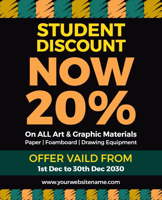 Student Discount on Art Materials Flyer Template