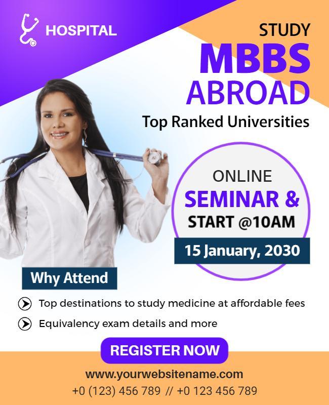 Study Mbbs Abroad Seminar Flyer Template