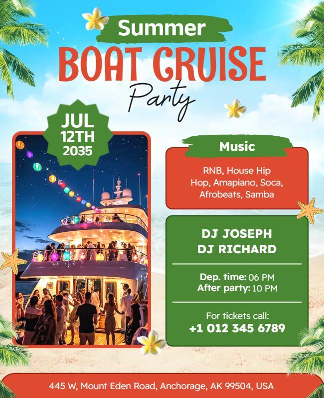 Summer Boat Cruise Party Flyer Template